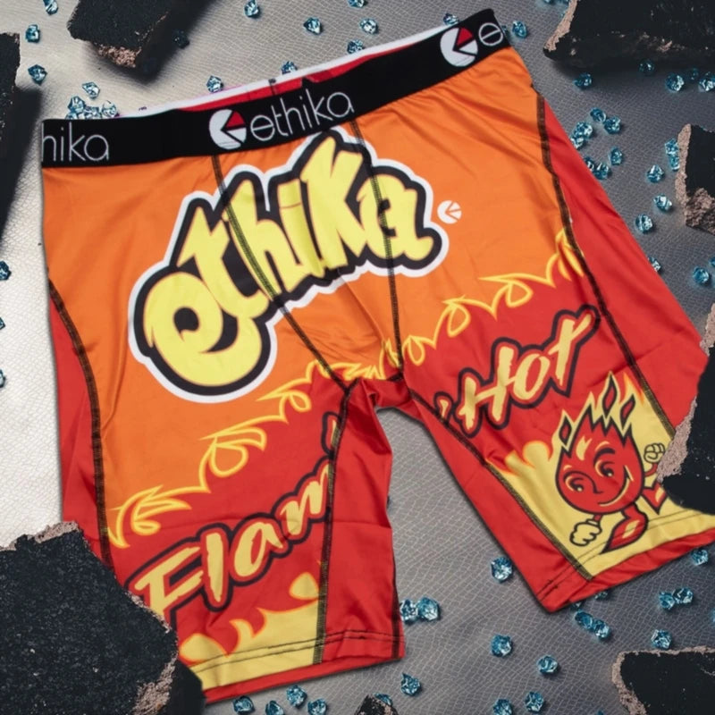 ETHIKA 1Pcs Men Underwear Boxers Breathable Mesh Crotch Man Underpants Plus Size Mens Panties L-3XL Printed Men's Boxers Briefs