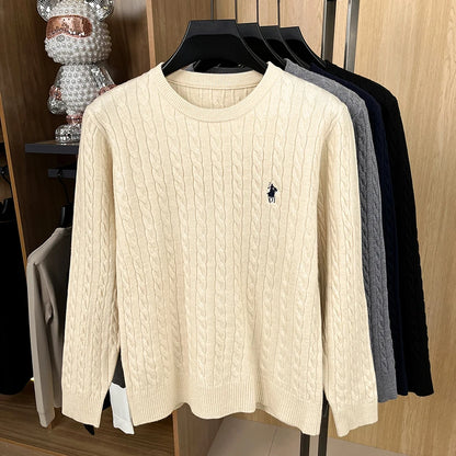 Hot High-End Luxury Man Long-Sleeved Knitwear Round Neck No Pilling No Fading Embroidery Spring New Sweater Leisure MensClothing