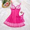 Pink Embroidered Halter Nightgown Set