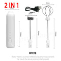 2 In 1 Electric Coffee Frother + Egg Beater Wireless Type-C Charging 3 Speeds Small Handheld Foam Maker Milk Whisk Cooking Tools