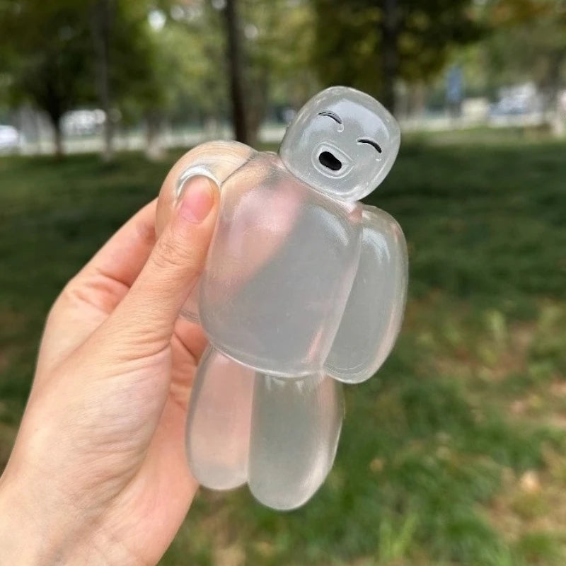 Squishy Transparent Jelly Robot Squeeze Toy Cute Super Soft Slow Rebound Water Sense Cartoon Toy Kawaii Stress-relieving Gift