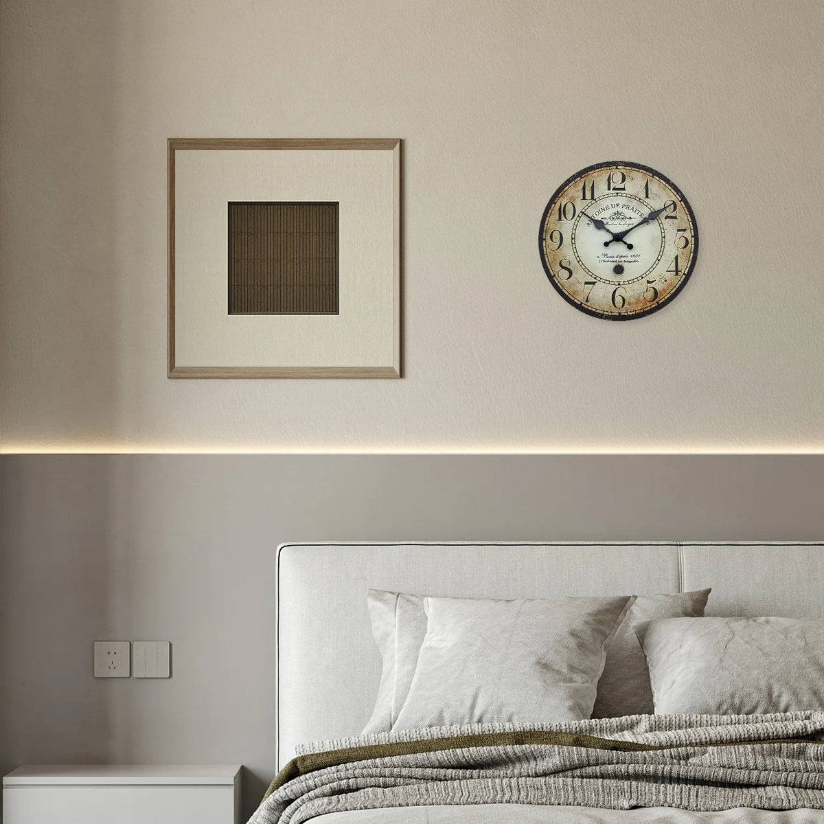 Retro“ Antoine De Praiteon a Paris Dehuis1801” Pattern Wooden Wall Clock Living Room Bedroom Kitchen Home Decoration Wall Clock Silent Quartz Clock Holiday Gift 10 Inches 12 Inches 14 Inches 16inch (Without Battery)