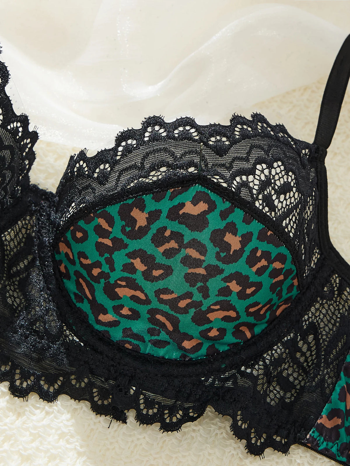 Green Leopard Print Bra & Thong Set