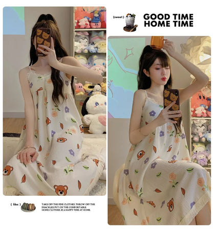 Women's Floral V-Neck Halter Nightgown
