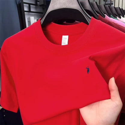 100% cotton breathable short sleeve T-shirt men's summer fashion luxury brand golf Paul embroidery loose casual round neck top