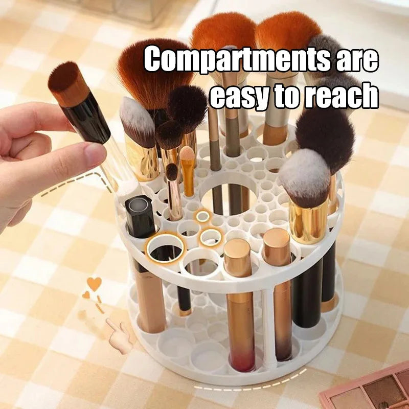 Stay Organized! Rotating Makeup Brush Holder with 45 Holes - Keeps All Your Brushes in Sight & Reach