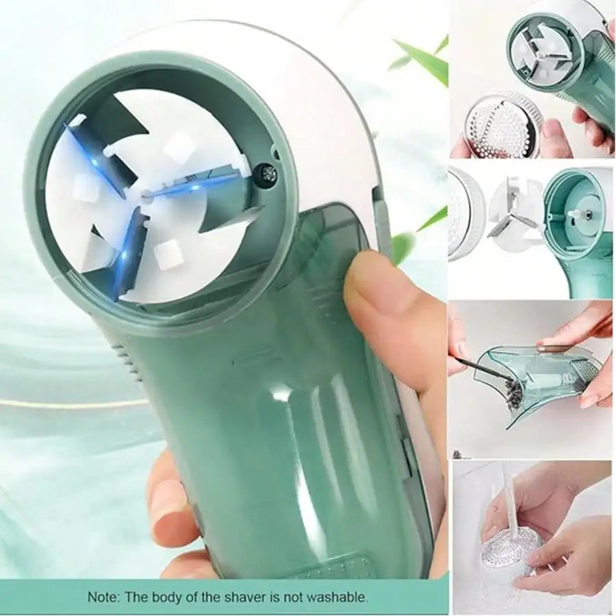Green Fabric Shaver, Lint Remover For Clothes, Effectively And Quickly Remove Pills, Sweater Shaver With Stainless Steel 3-Leaf Blades And Lock Protection.( Two Blades&One Brush