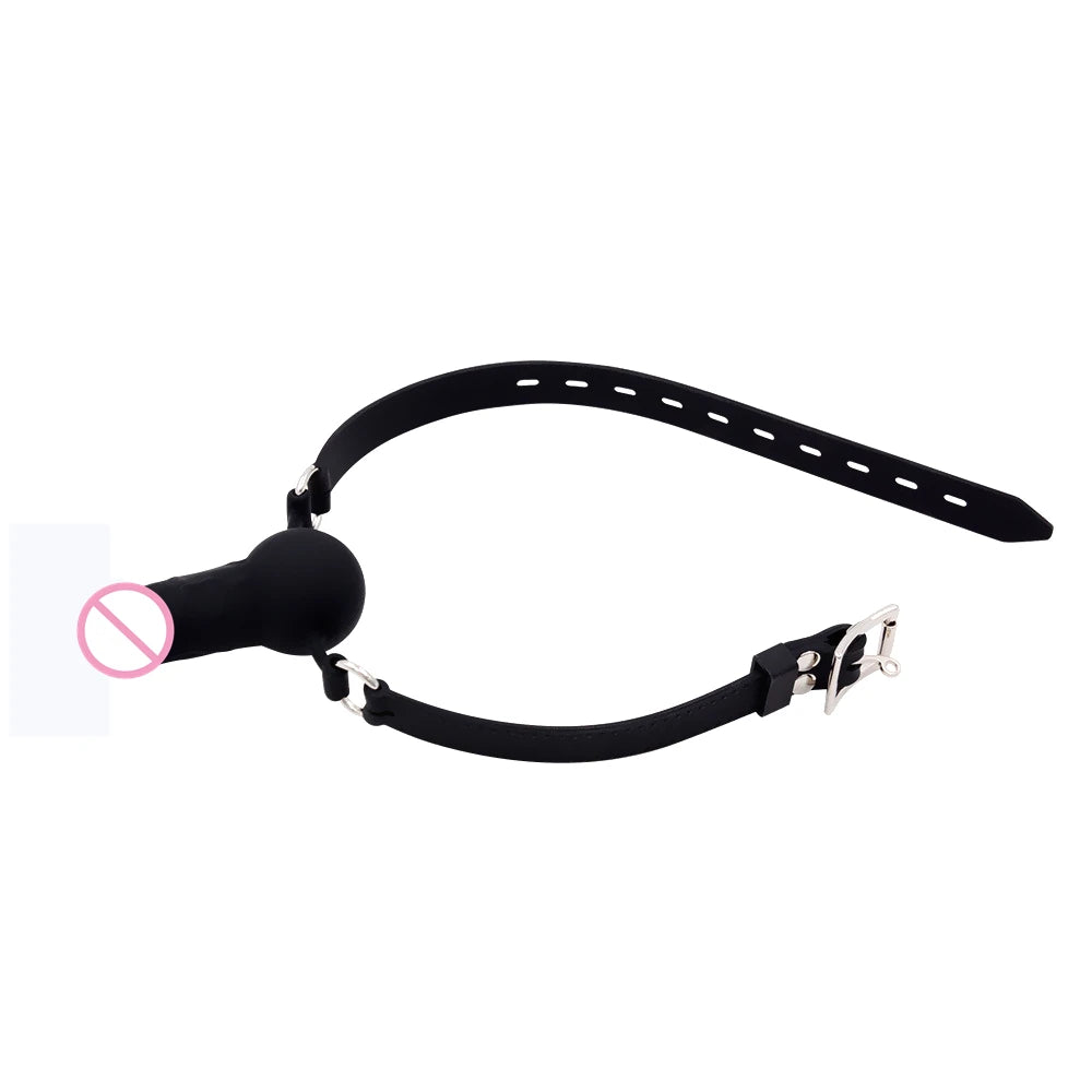 Dildo Reversible Ball or Cock in Mouth Gag, Silicone Deepthroat BDSM Gags,Slave Bondage,Restraints,Sex Toys Couples