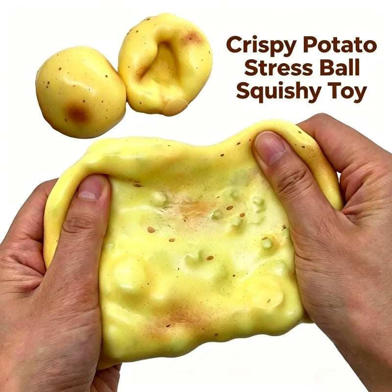 Crunchy Squishy Potato Stress Ball Squeeze Toy Crispy Potato Squishy Fidget Ball Handmade Round Blocks Filled ASMR for Adult