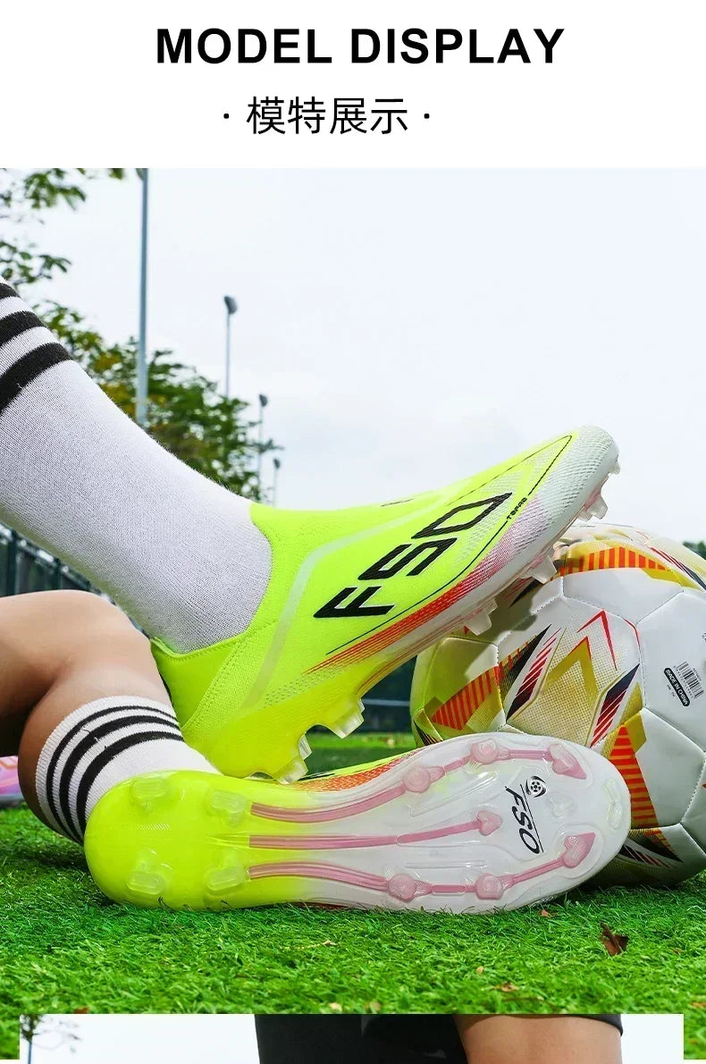 New Men Football Boots Sneakers High-quality Non-Slip Boys Cleats Hot-selling Soccer Shoes Grass Outdoor Match High-top Light