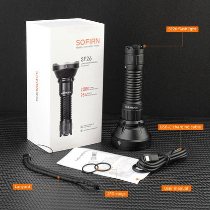 Sofirn SF26 2000lm SFT40 LED 6000K Tactical Flashlight Type-C Rechargeable Protable Powerful 21700 Torch Camping EDC Flashlight