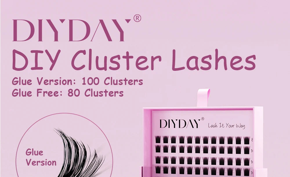 DIYDAY 20P/30P/40P/50P/60P/80P Lash Extension Cluster DIY Glue-free False Lash Clusters home DIY beauty tool eyelash