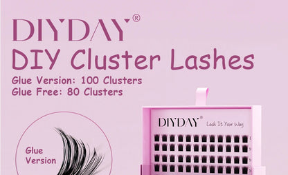 DIYDAY 20P/30P/40P/50P/60P/80P Lash Extension Cluster DIY Glue-free False Lash Clusters home DIY beauty tool eyelash