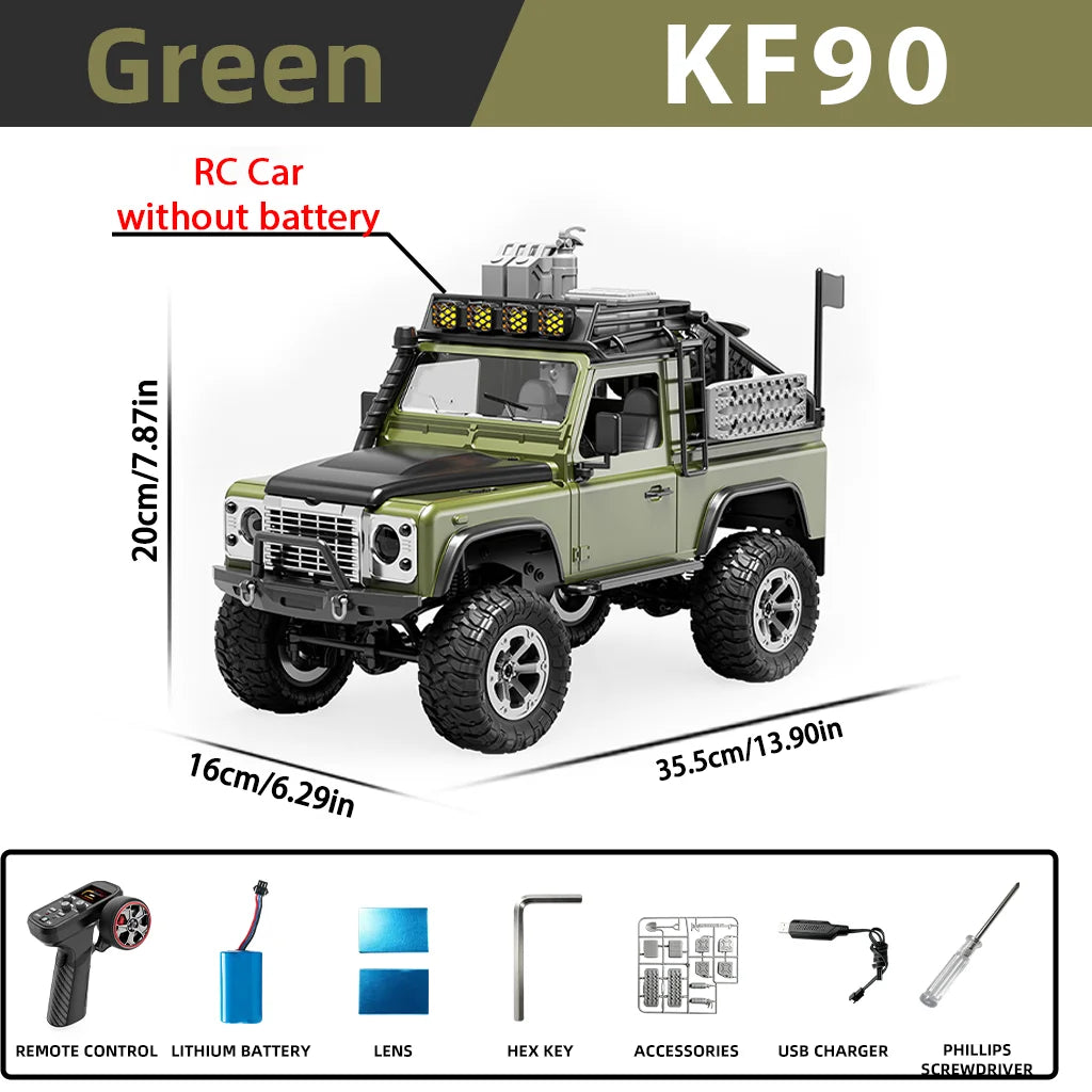 KF90 1:12 2.4G RC Car With Lights 4WD 60Mins Remote Control Climbing Car Off-Road Vehicle RTR High Speed Drift Model Toy for Kid