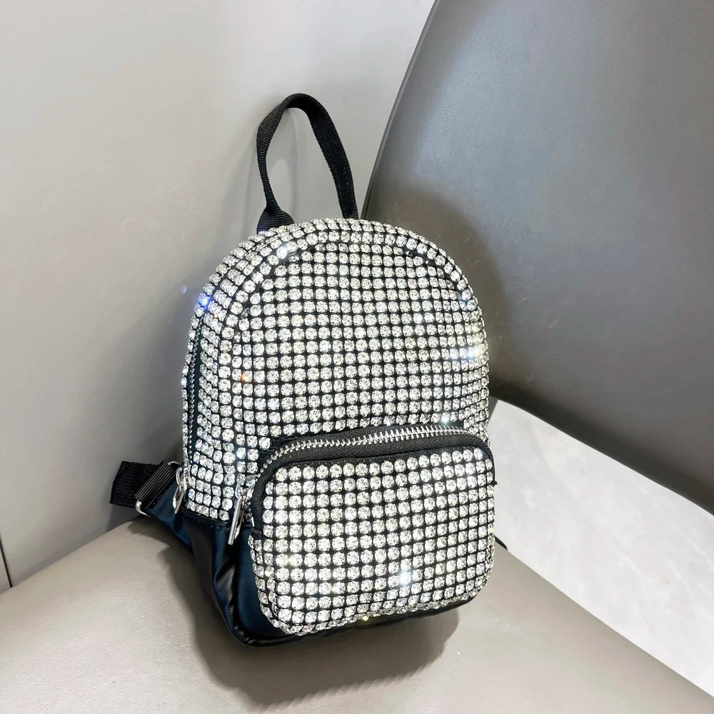 Women's Crystal Rhinestone Metallic Backpack – Mini Size, 4 Colors - TRYSHOPPY