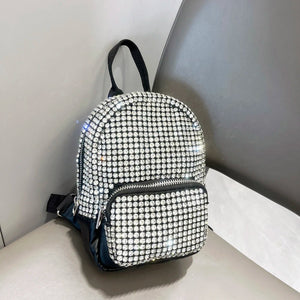 Women's Crystal Rhinestone Metallic Backpack – Mini Size, 4 Colors - TRYSHOPPY
