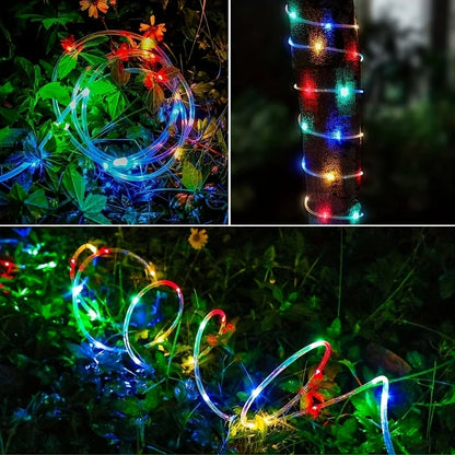 1pc Solar LED Tube Light 100LED Tube Rope String Light 8 Modes with Outdoor PVC Tube Light Solar Fence Light For Home Garden Yard Party Party Decoration