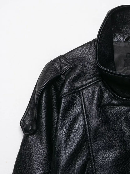 TFMLN 2025 Women Faux Leather Loose Jacket High Street Stand Collar Long Sleeve Coat Fashion Causal Zipper Outwear Autumn Winter
