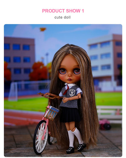 ICY DBS Bryce 1/6 Hand-Painted Doll Set Doll with Black skin, Long Lashes, and Sunspots SD Version
