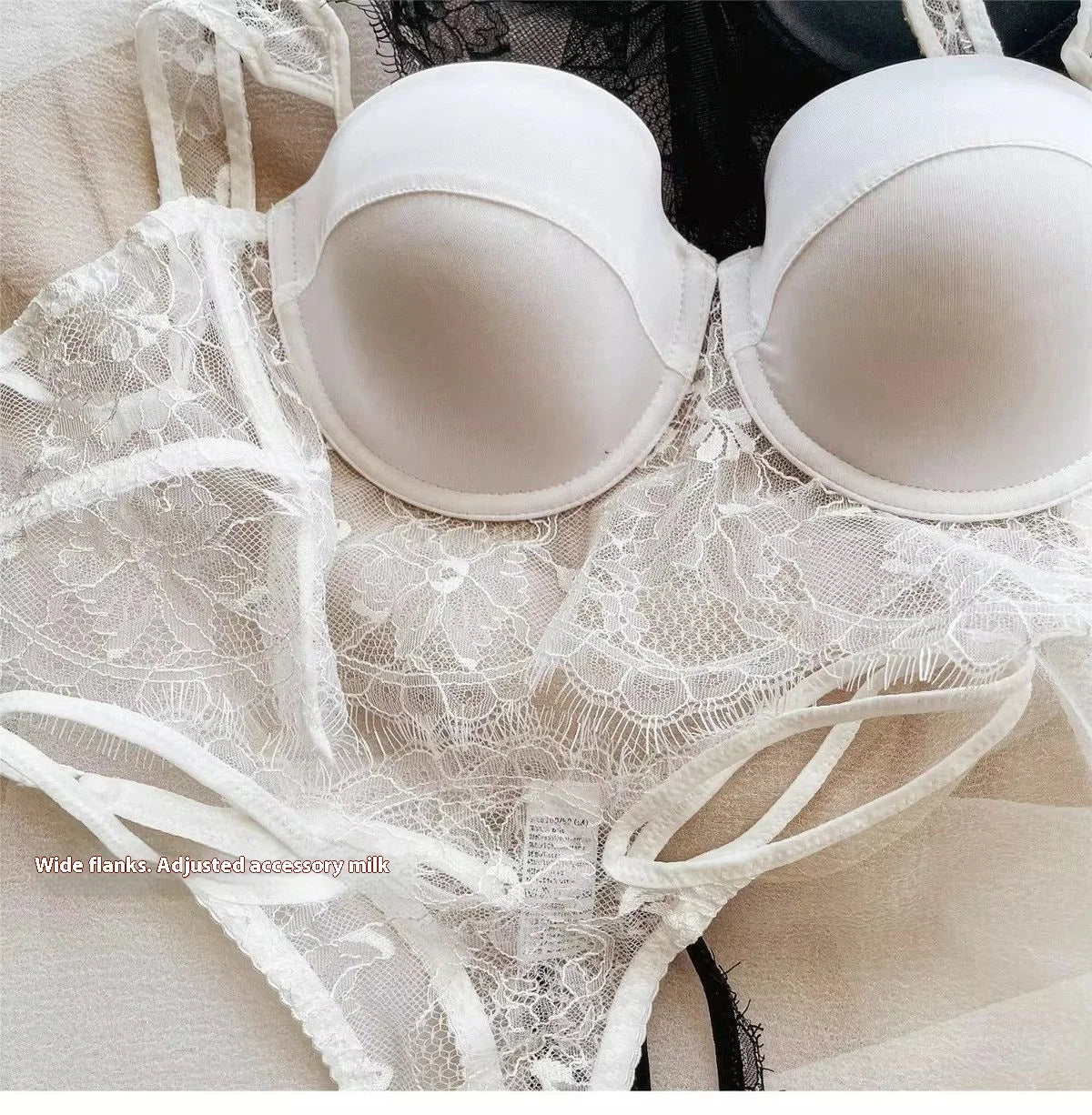 Sexy Lace Underwear Female Poly Poly Thin Soft Steel Ring up Support Anti-Sagging Collect Vice Breasts Solid Color Back Bra Set
