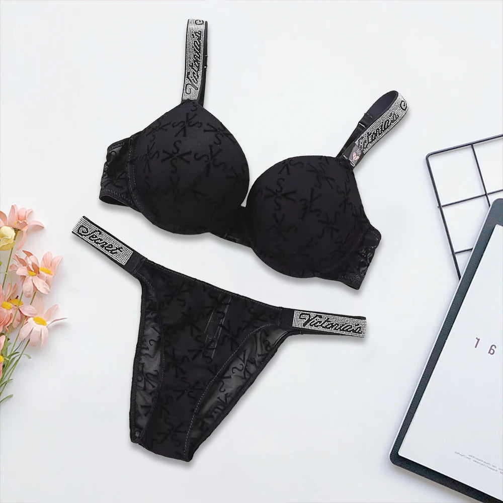 Victoria's Secret Women's New Sexy Lingerie Sporty Classic Padded Adjustable Push Up Lingerie Underwear Set Bras and Panty Set