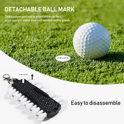 Golf Tees Rack with 12pcs Tees Green Fork and Pencil Portable Golf Accessory Storage Device TC001