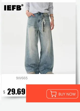 IEFB Straight Male Jeans Vintage Men's Denim Pants Tie-dyed Design Wide Leg Trousers Spring New Stylish Men Clothing 9C4276