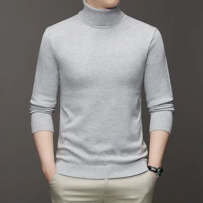 2026 New Mens Knitted Sweaters Solid Color Turtleneck Breathable Pullovers Warm Outdoor Basic Streetwear autumn Business Tops