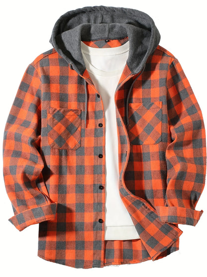 Men's Plaid Hooded Casual Shirt