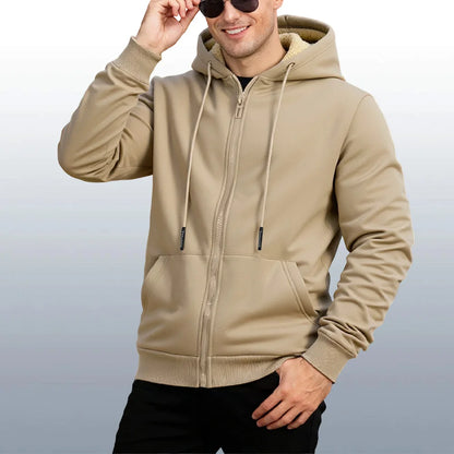 Winter Lambswool Zipper Hoodies Thicken Warm Jackets Long Sleeve Sweatshirts Casual Sports Fleece Black Coats Hooded Men Coat To