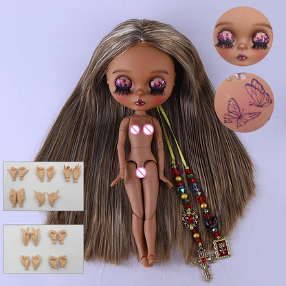 ICY DBS Bryce 1/6 Hand-Painted Doll Set Doll with Black skin, Long Lashes, and Sunspots SD Version