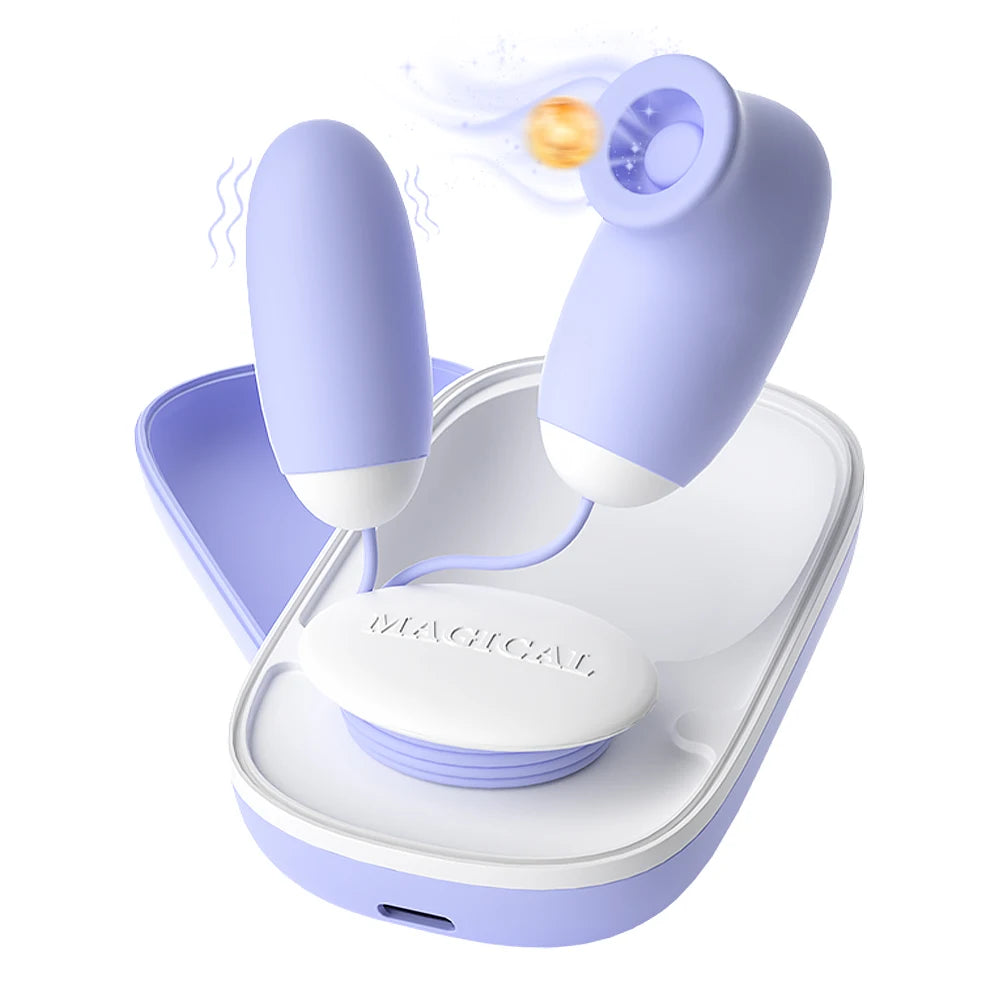 Double Jump Egg Clit Sucker Vagina Sucking Vibrator With Cute Magic Box Female Clitoris Vacuum G-pot Stimulator Nipple Sex Toys