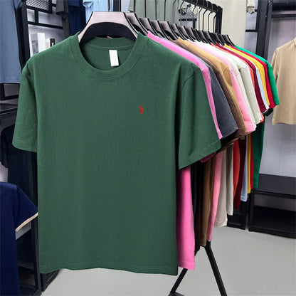 100% cotton breathable short sleeve T-shirt men's summer fashion luxury brand golf Paul embroidery loose casual round neck top
