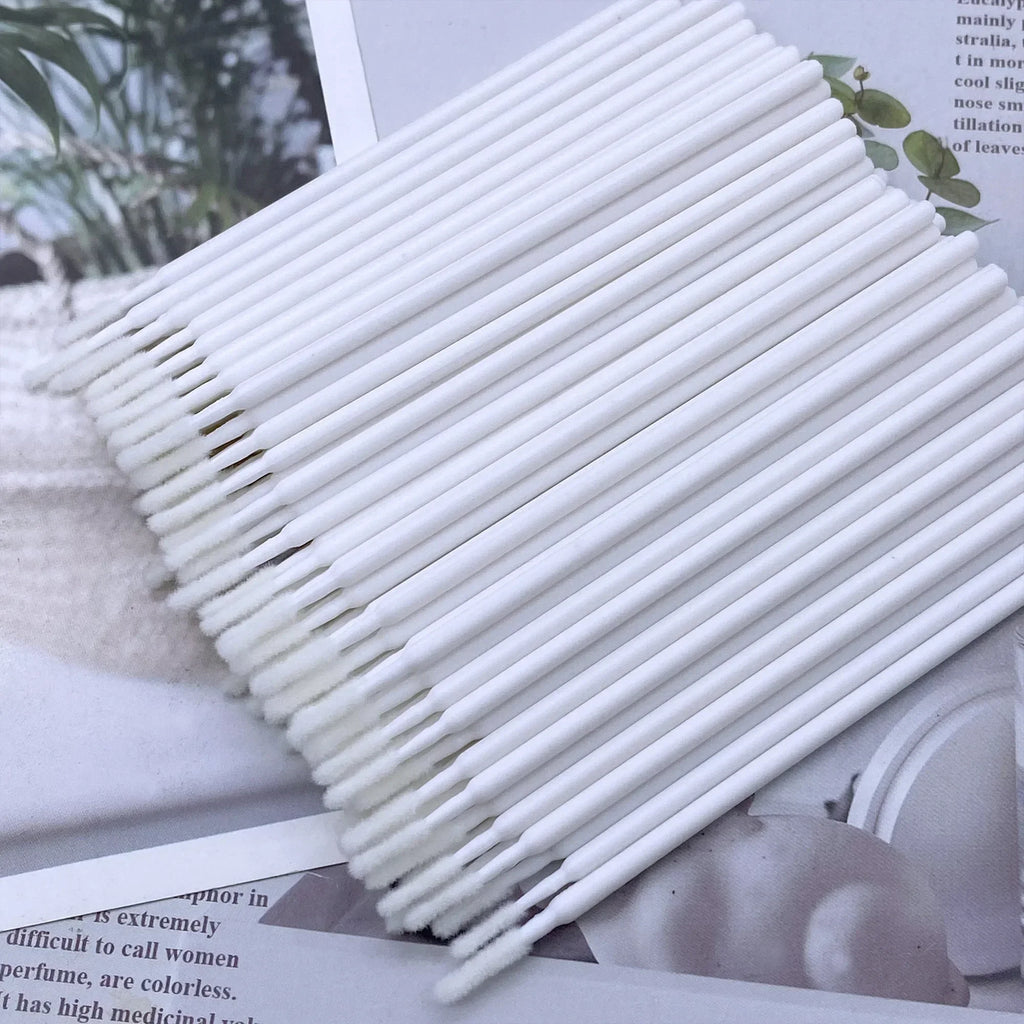 100/500pcs Eyelash Cleaning Brush Lash Extension Micro Cotton Swab Individual Eyelashes Microbrush Beauty Makeup Clean Remover