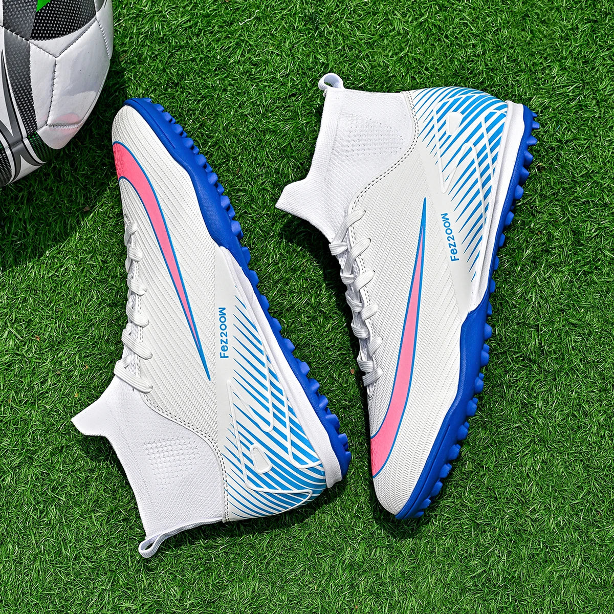 Shock-absorb TF Football Boots Soft Thick PU Textile Rubber Outsole Anti-slip Relieve Long-time Training Foot Fatigue
