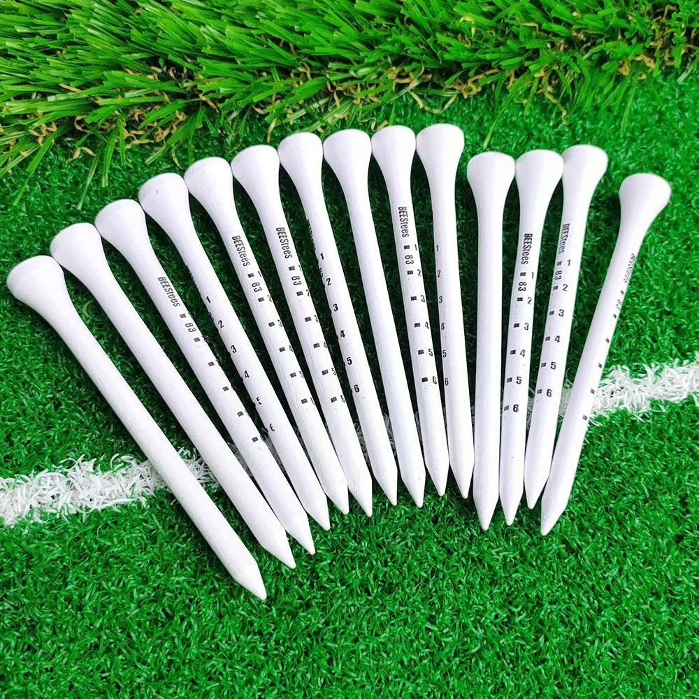 50pcs Golf Tees Durable Wooden Seats Stabilizes Ball On The Course to Maintain a Perfect Tee Level Improve Accuracy D7