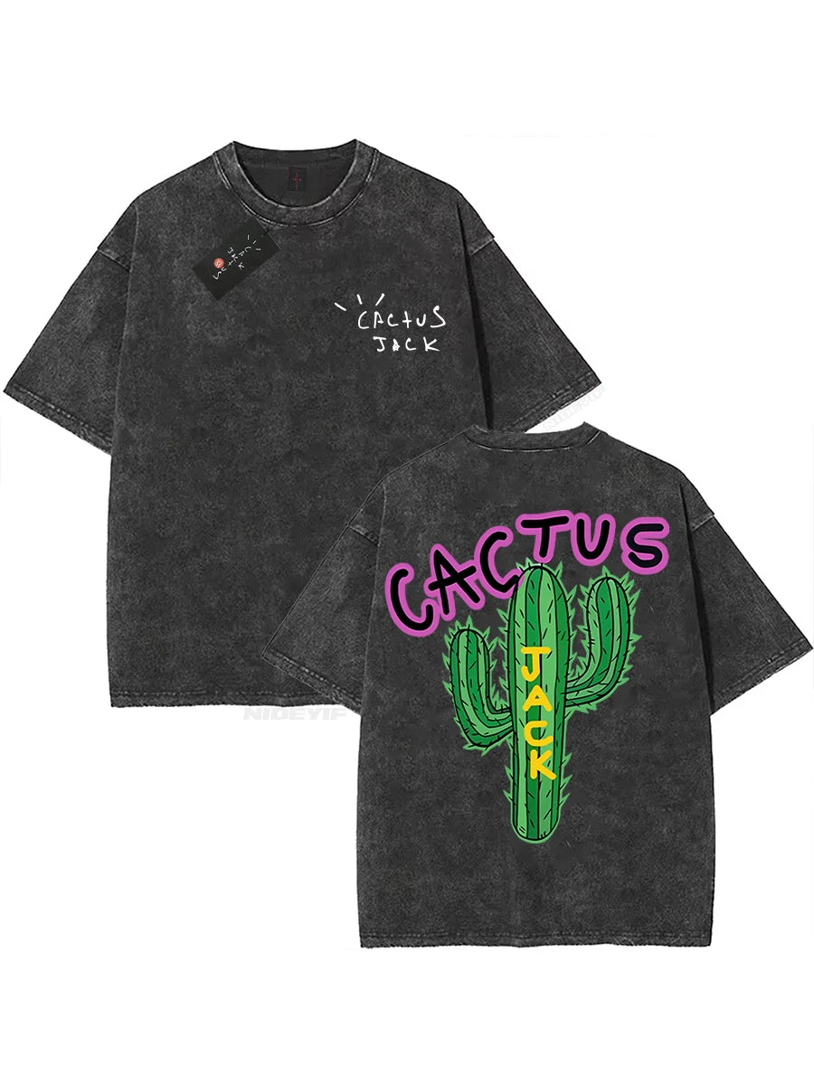 100% Cotton Oversized T Shirt For Men Women HipHop Washed T Shirts cactus jack Short Sleeve Gift Tops look mom i can fly K39
