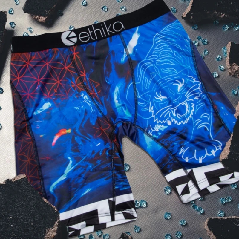 ETHIKA 1Pcs Men Underwear Boxers Breathable Mesh Crotch Man Underpants Plus Size Mens Panties L-3XL Printed Men's Boxers Briefs