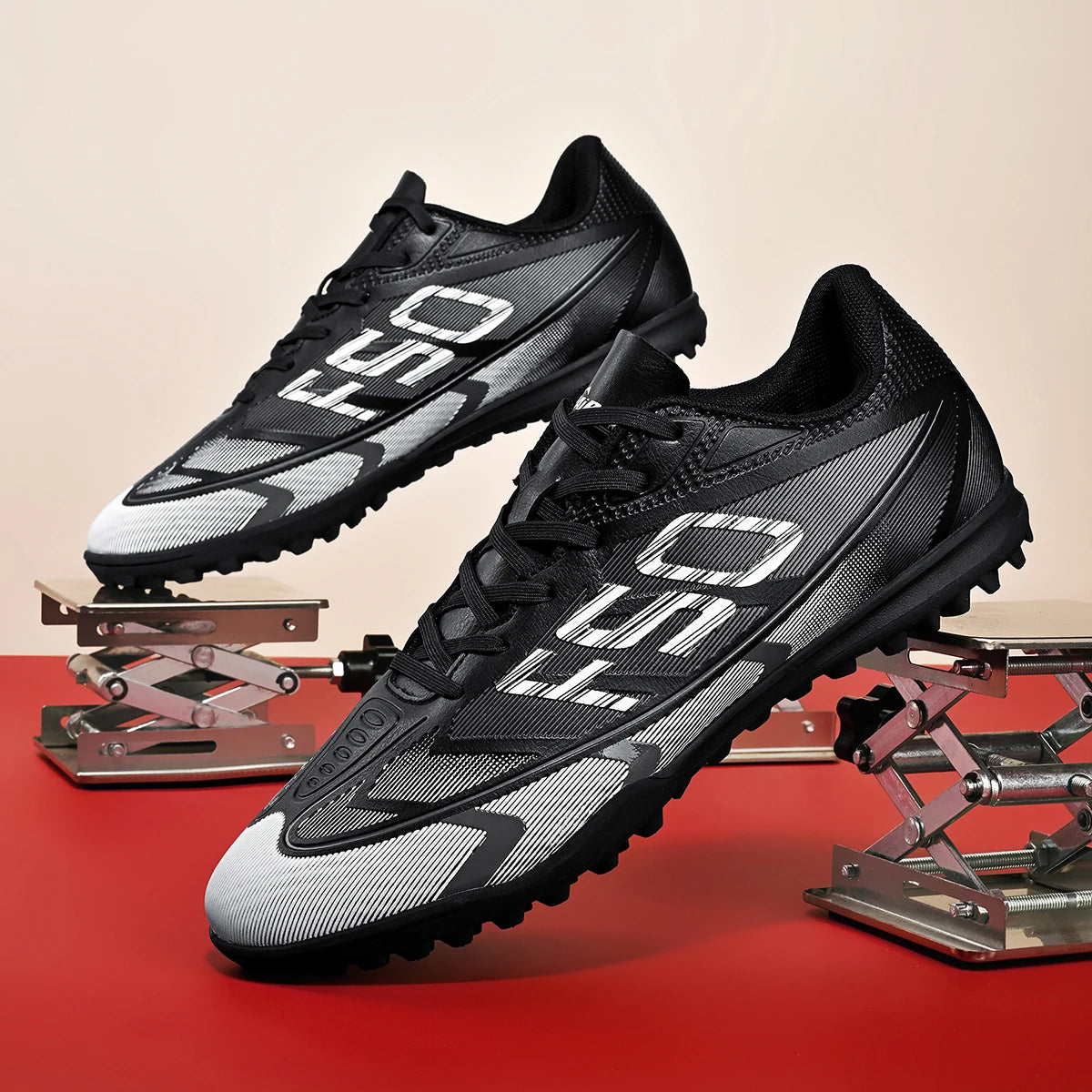 Ultra Light Adult TF Soccer Shoes Sweat-proof PU Fabric Wear-resistant Rubber Sole Snug Fit Unisex Turf Practice Sneakers