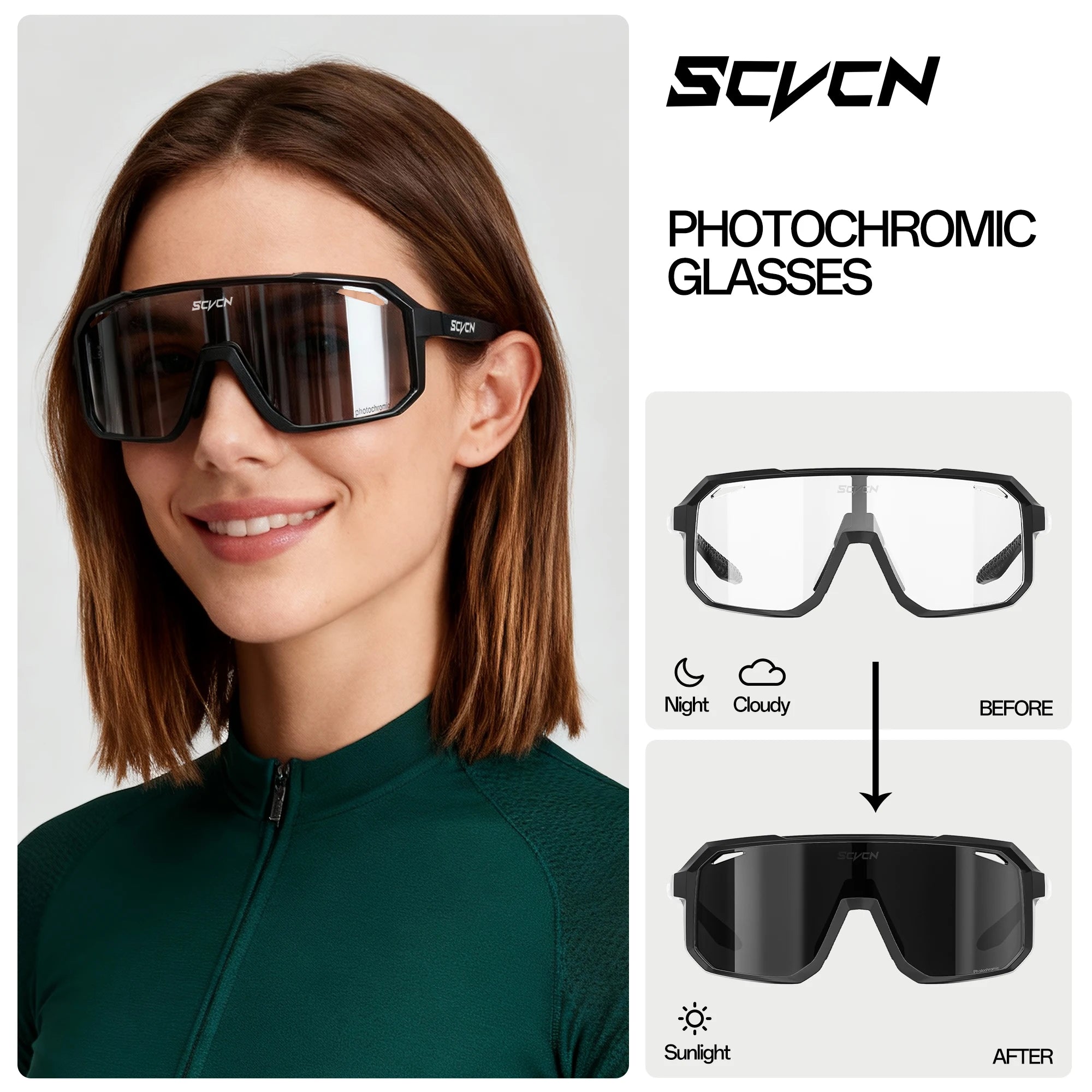 SCVCN HOT MTB Cycling Glasses for Men Women Outdoor Sports Running Drving Sunglasses UV400 Road Running Bike Bicycle Goggles