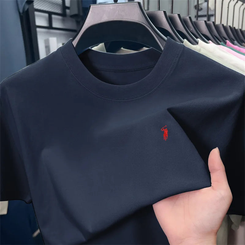 100% cotton breathable short sleeve T-shirt men's summer fashion luxury brand golf Paul embroidery loose casual round neck top