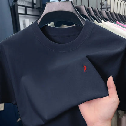 100% cotton breathable short sleeve T-shirt men's summer fashion luxury brand golf Paul embroidery loose casual round neck top