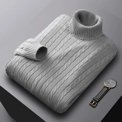 Men's Solid Knit Turtleneck Sweater