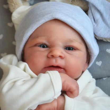 NPK 19inch Elijah Newborn Baby Already Painted Finished Doll Awake Reborn Baby Size 3D Skin Visible Veins Collectible Art Doll
