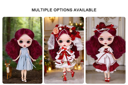 ICY DBS Blyth 1/6 Doll Hand drawn White Skin Red Rose Hand drawn Set Girl Gift