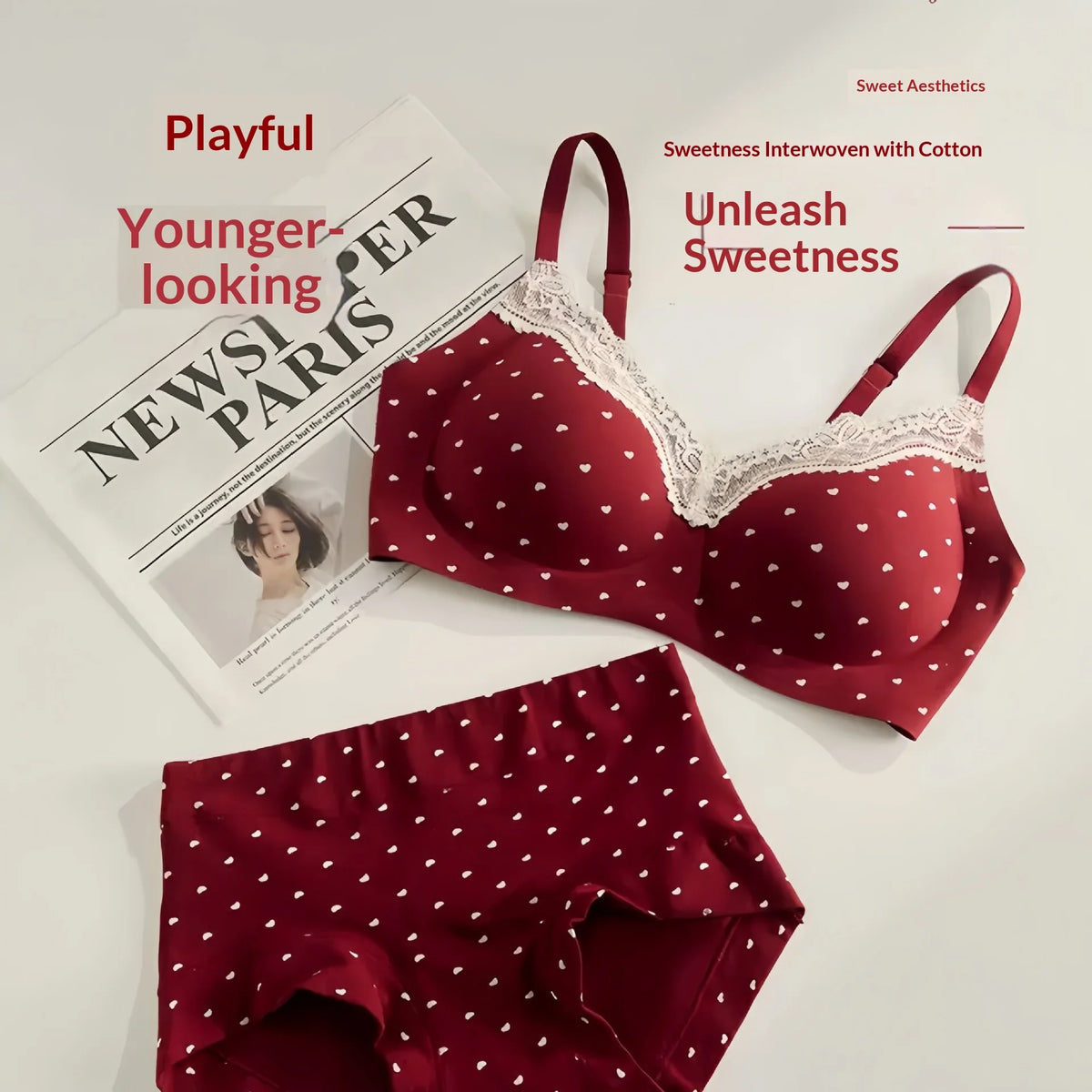 Women's Floral Lace Wireless Bra Set