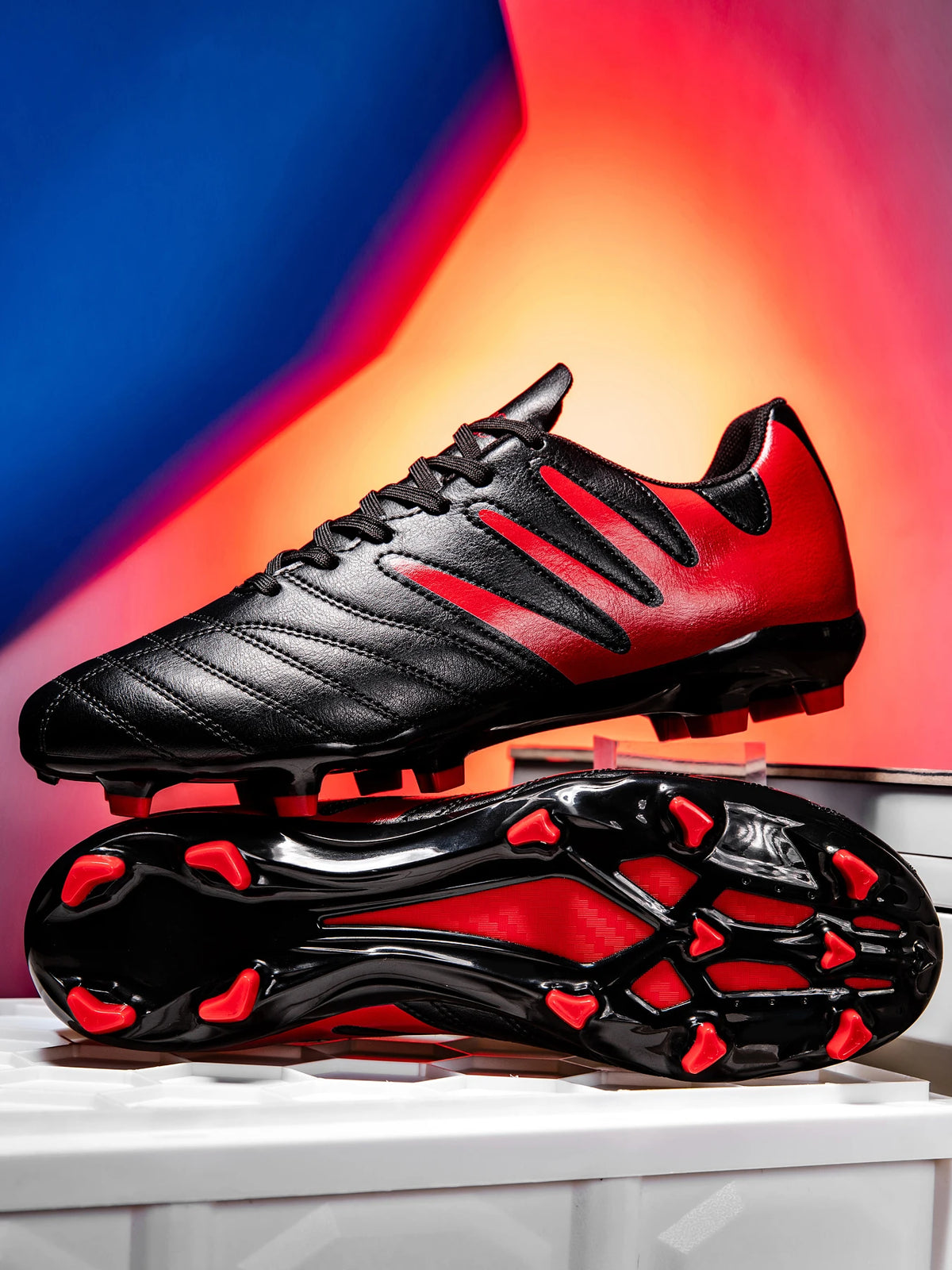 Durable Youth Football Boots PU Woven Upper TPU AG FG Studs Breathable Anti-Slip Wear-Resistant Sports Footwear