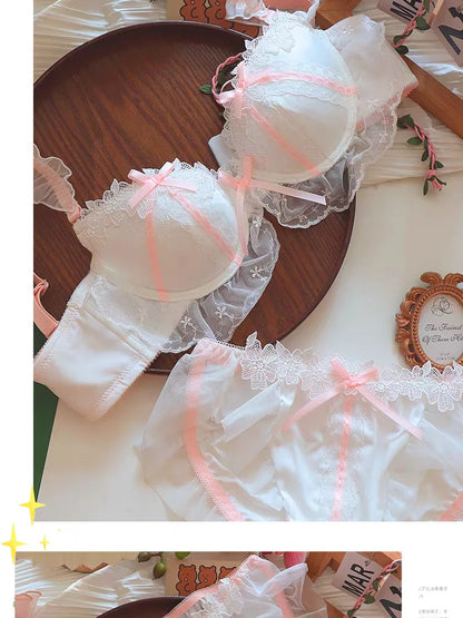 Women's Lace Bow Underwire Bra Set
