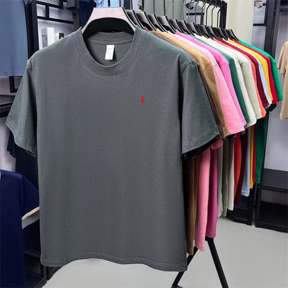 100% cotton breathable short sleeve T-shirt men's summer fashion luxury brand golf Paul embroidery loose casual round neck top