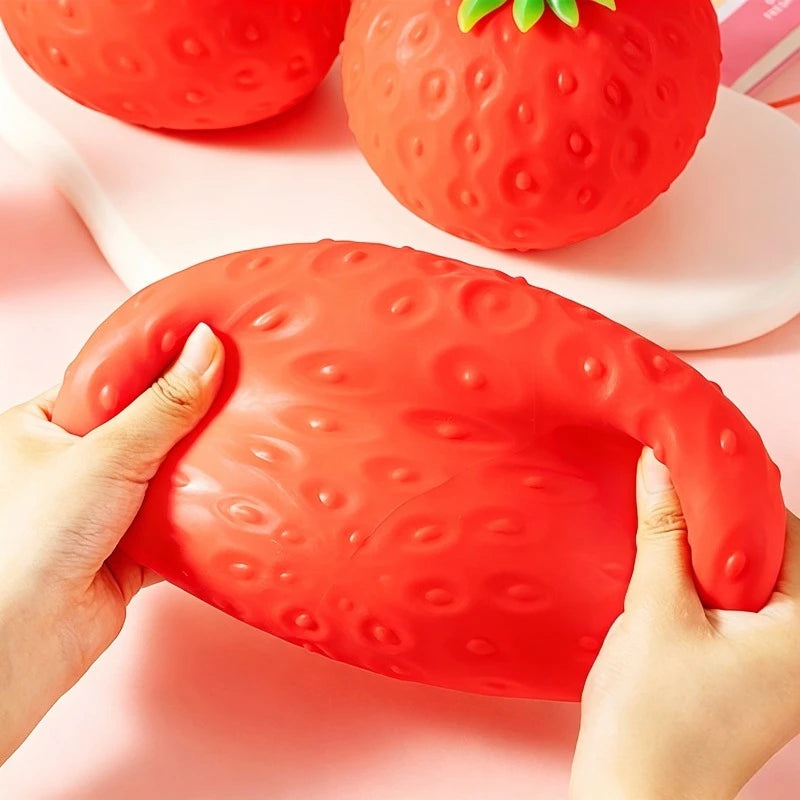 Giant Strawberry Squishy Toy Extra Large Size Strawberry Fidget Toys Slow Rising Shapeable Venting Ball for Adults Friends Gifts